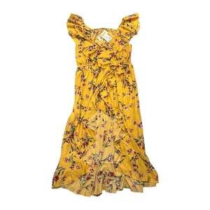 Indulge Instyle Yellow Floral High-Low Ruffle Maxi Dress Women’s Size 3X